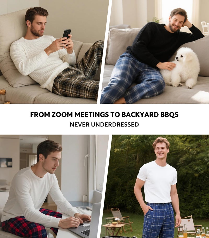 DAVID ARCHY Men's Flannel Pajama Pants, Soft Plaid Cotton Pajama Pants with Pockets, Lightweight 2-Pack - Image 5